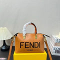 Fendi Vitello King Plexiglass Logo Embossed Mini By The Way Top Handle Boston Bag Caramello
